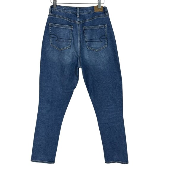 American Eagle Womens Mom Jean Size 2 Stretch Denim High Waisted Blue Button Fly - Picture 2 of 7